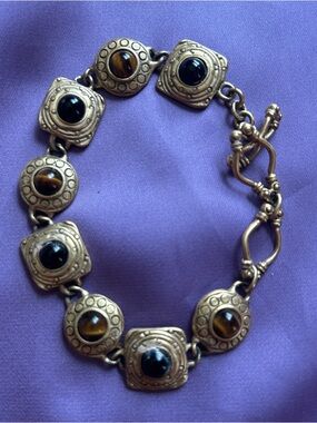 Premier Designs Gold-Tone Bracelet with Black and Amber Accents
